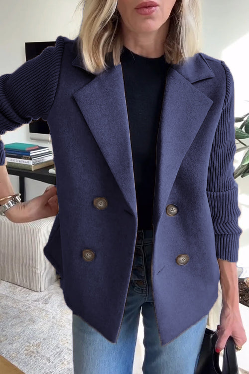 Chaqueta casual con solapa y mangas de punto