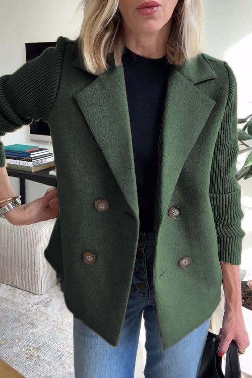 Chaqueta casual con solapa y mangas de punto