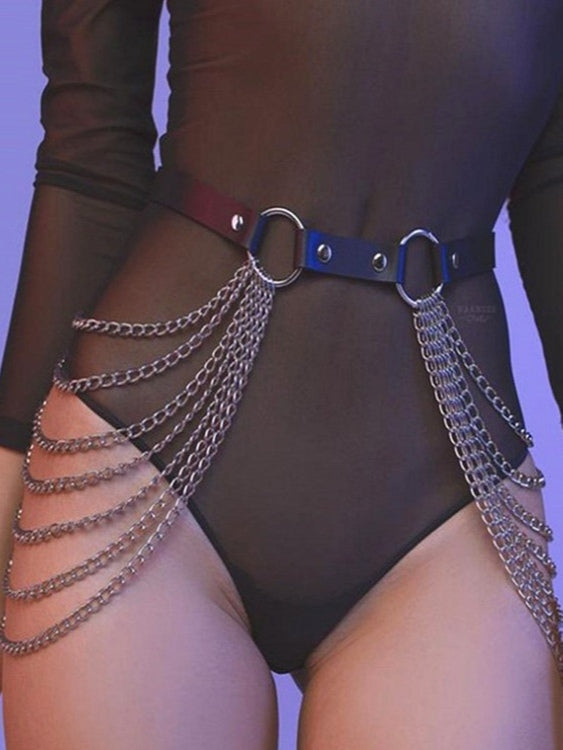 Cinturón de cadena multicapa con borlas