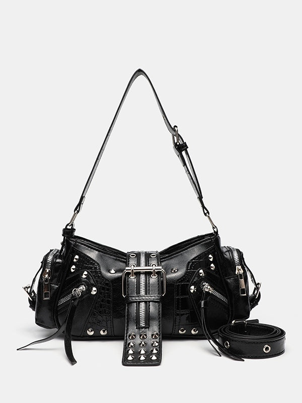 Bolso Cruzado con Tachuelas, Estilo Motero