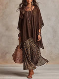 Vestido largo en capas con estampado de leopardo de estilo bohemio