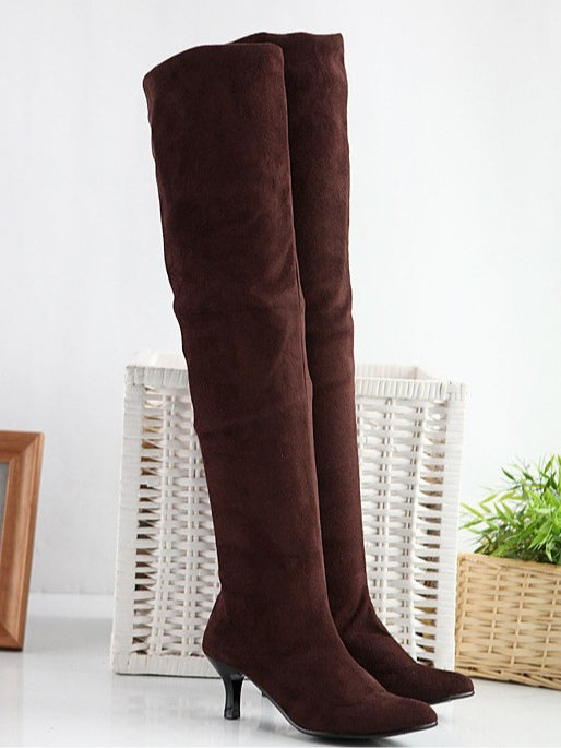 Botas Altas de Ante Color Liso