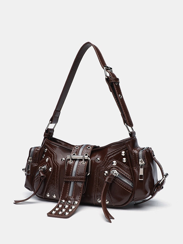 Bolso Cruzado con Tachuelas, Estilo Motero