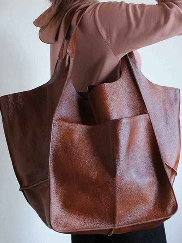 Bolso bandolera sencillo de piel suave y gran capacidad