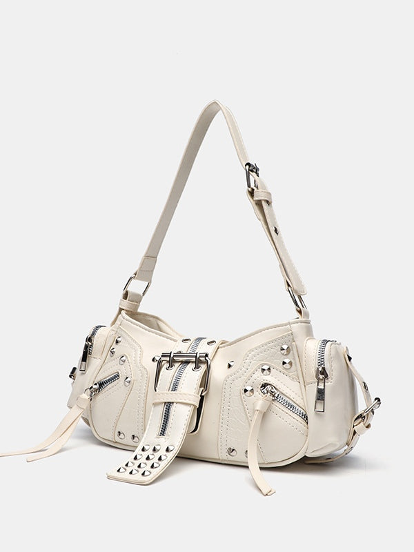 Bolso Cruzado con Tachuelas, Estilo Motero