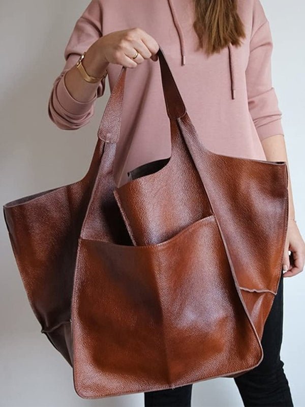 Bolso bandolera sencillo de piel suave y gran capacidad