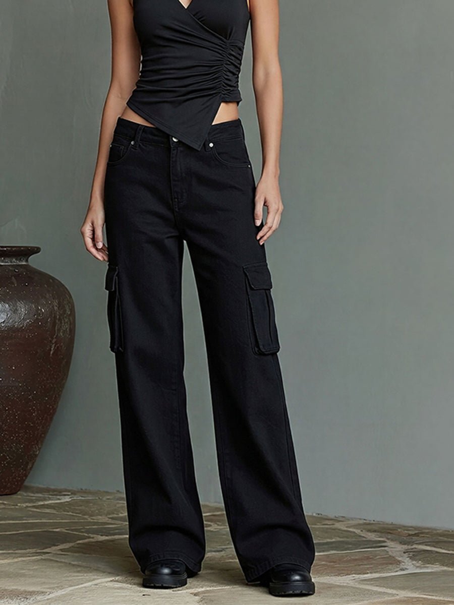 Conjunto de dos piezas halter grunge moderno negro