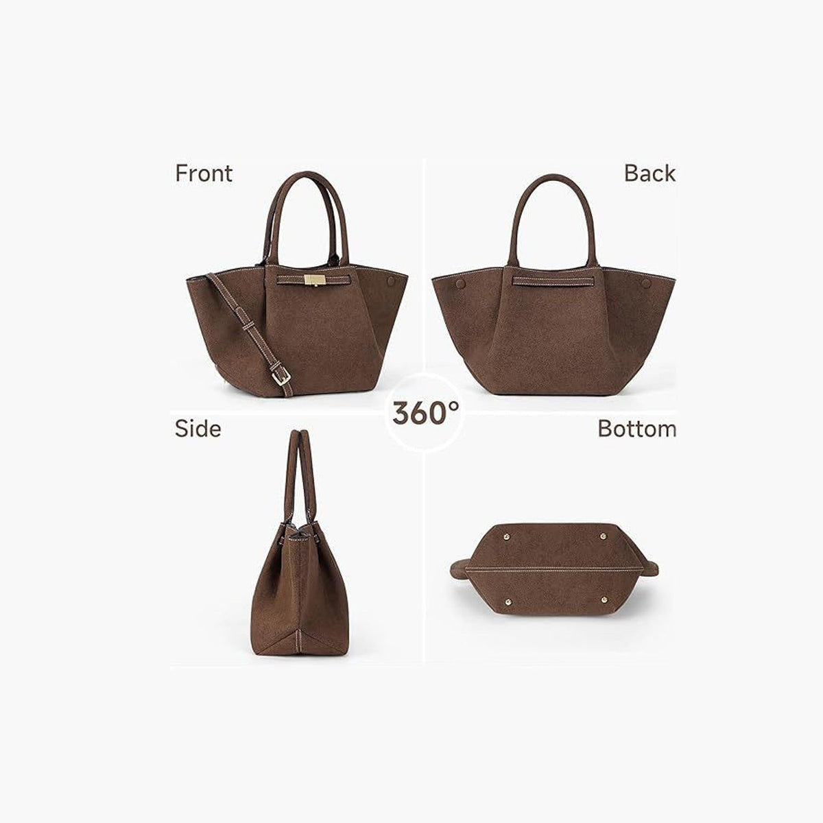 Bolso tote de ante vintage versátil