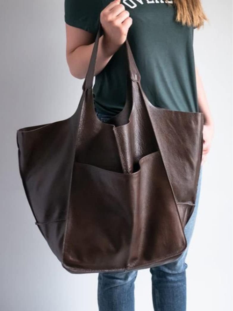 Bolso bandolera sencillo de piel suave y gran capacidad