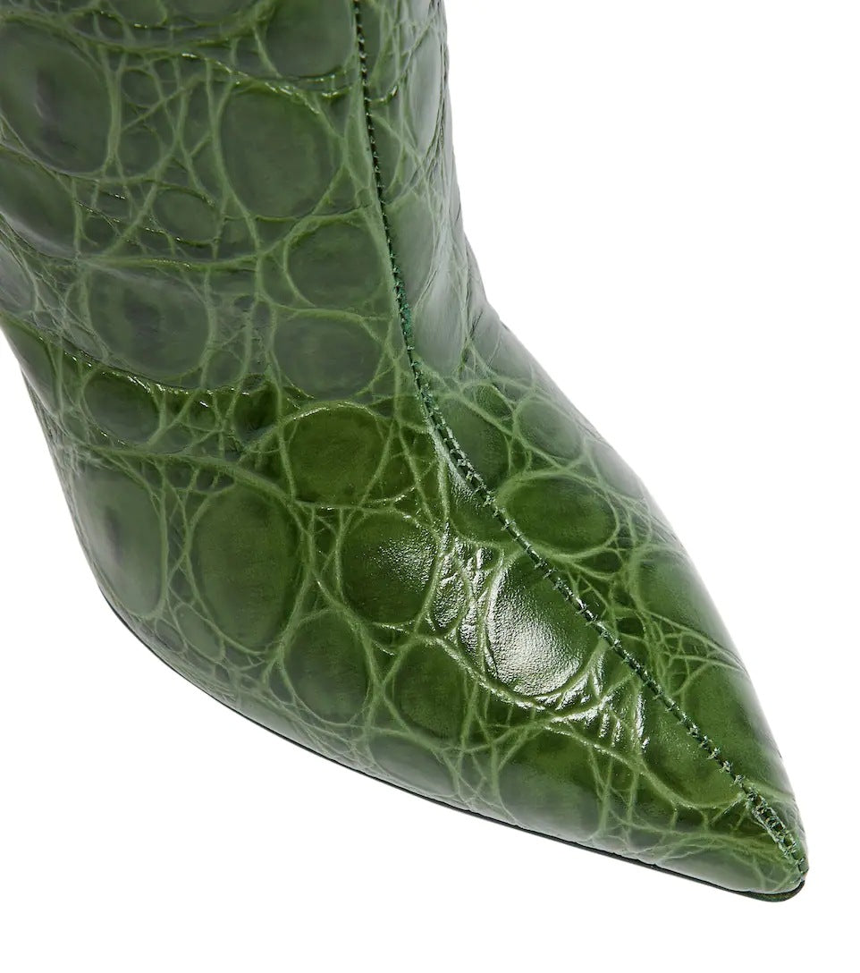 Botas rectas con estampado de serpiente y tacón alto