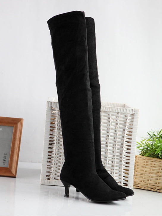 Botas Altas de Ante Color Liso