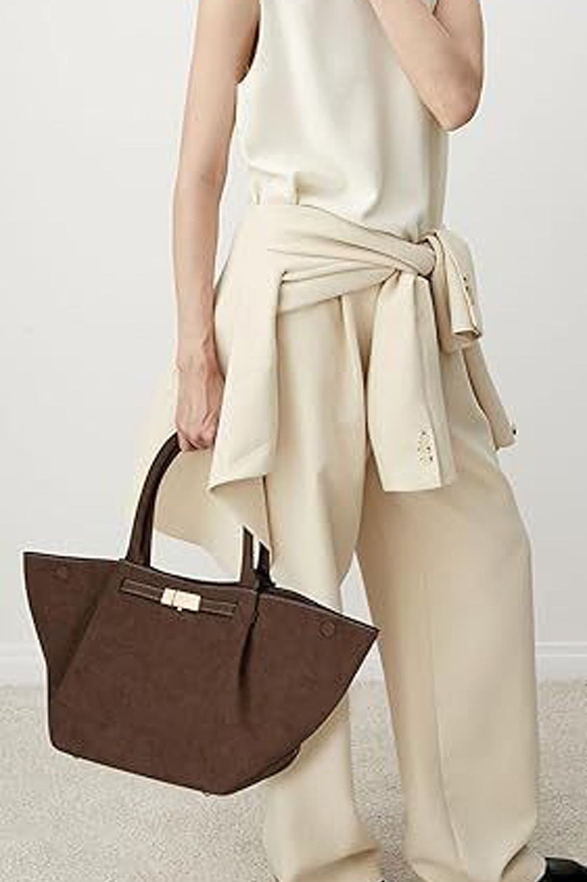 Bolso tote de ante vintage versátil