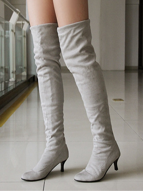 Botas Altas de Ante Color Liso