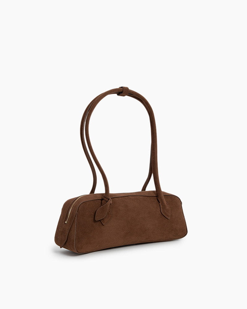 Bolso tote de ante de piel de becerro con doble cremallera y correa para el hombro