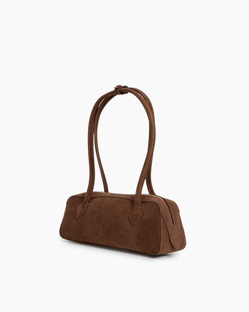 Bolso tote de ante de piel de becerro con doble cremallera y correa para el hombro