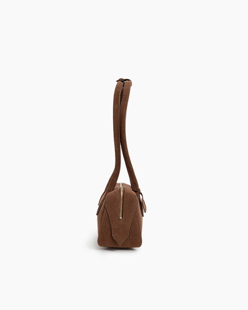 Bolso tote de ante de piel de becerro con doble cremallera y correa para el hombro
