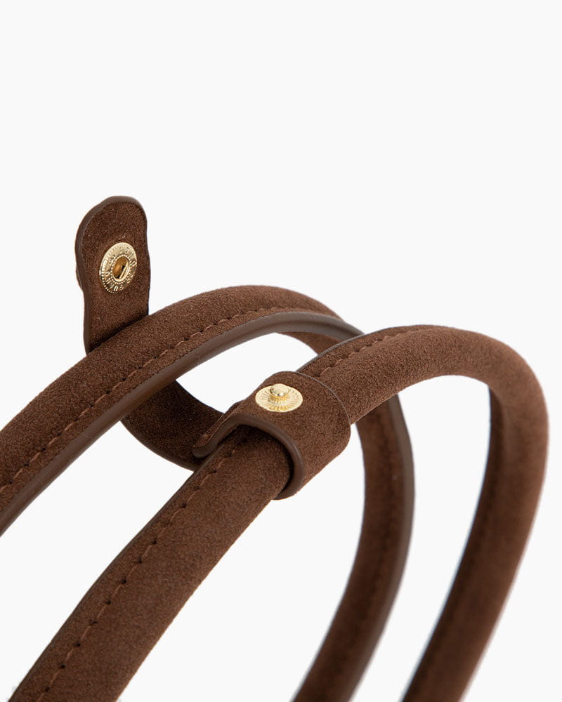 Bolso tote de ante de piel de becerro con doble cremallera y correa para el hombro
