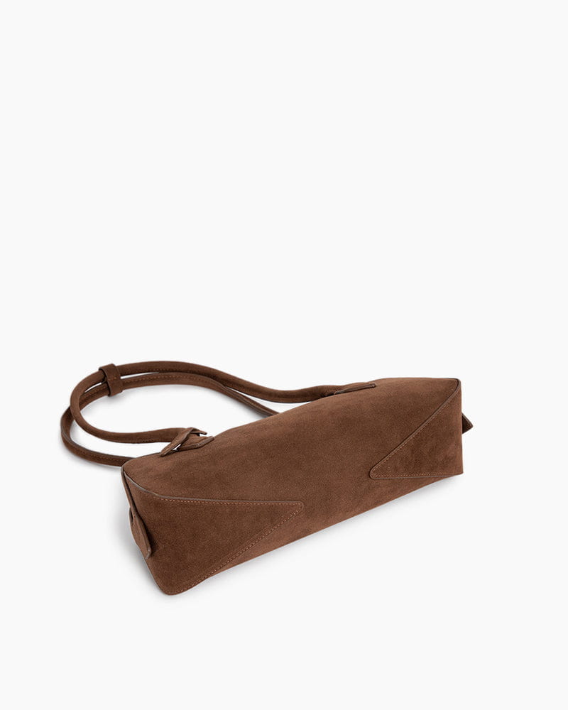 Bolso tote de ante de piel de becerro con doble cremallera y correa para el hombro