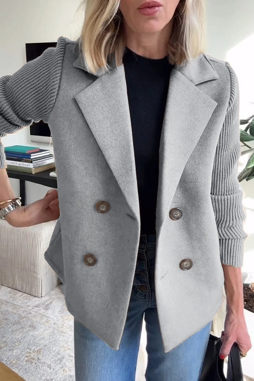 Chaqueta casual con solapa y mangas de punto