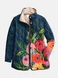 Chaqueta acolchada con flores pintadas