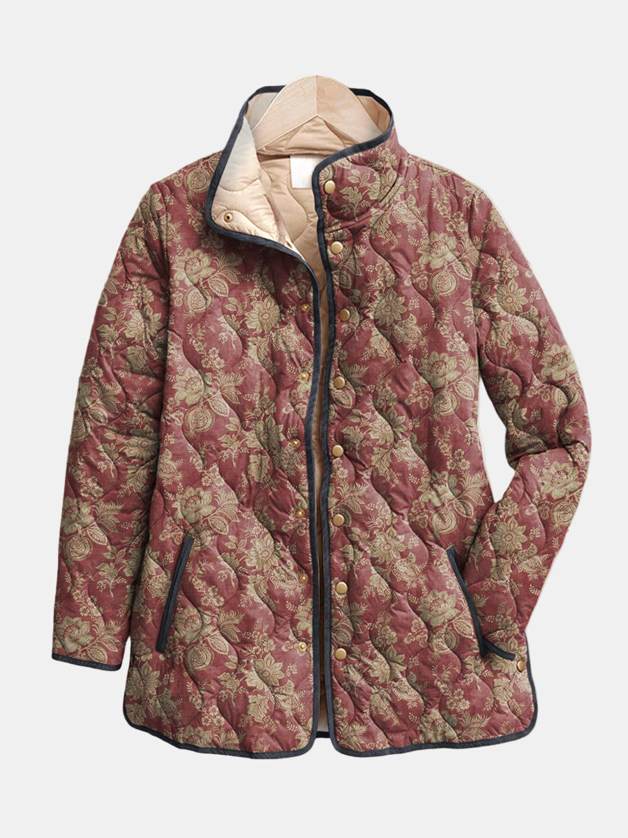 Chaqueta acolchada de damasco color ciruela