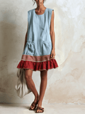 Vestido tipo túnica sin mangas con dobladillo fruncido