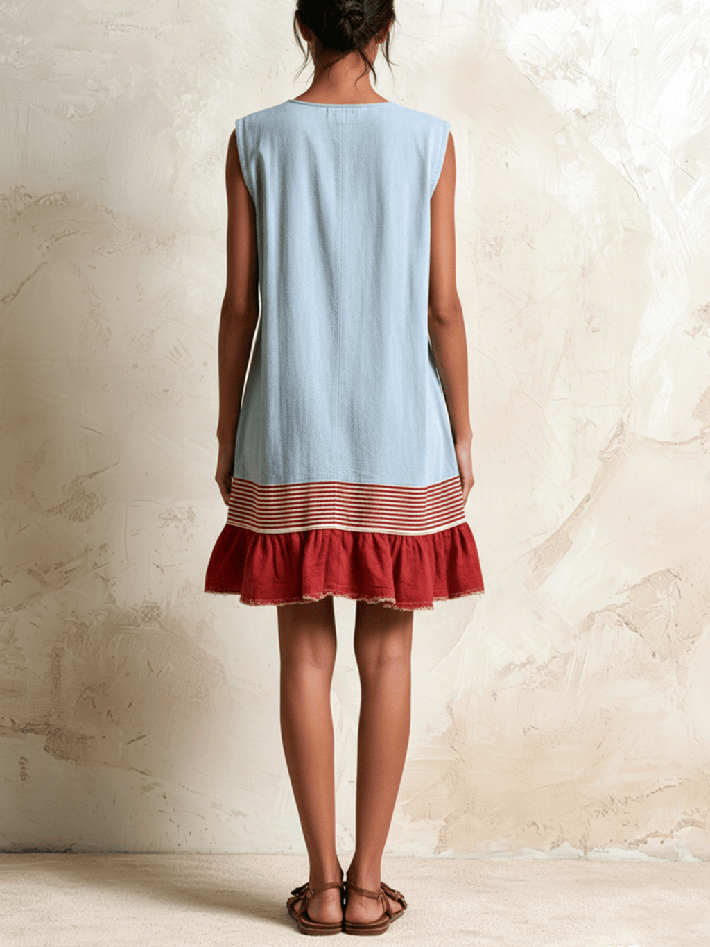 Vestido tipo túnica sin mangas con dobladillo fruncido