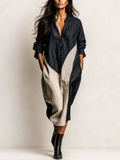 Vestido Midi Camisero Negro de Corte Holgado