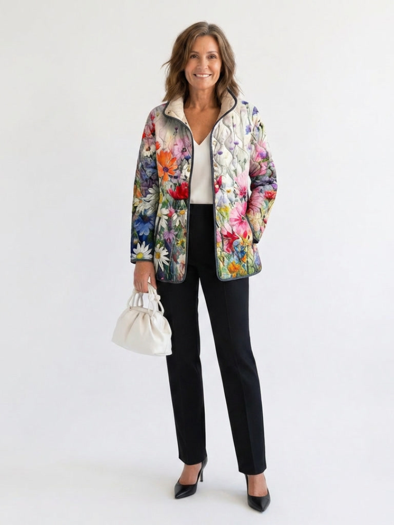 Chaqueta acolchada de flores silvestres