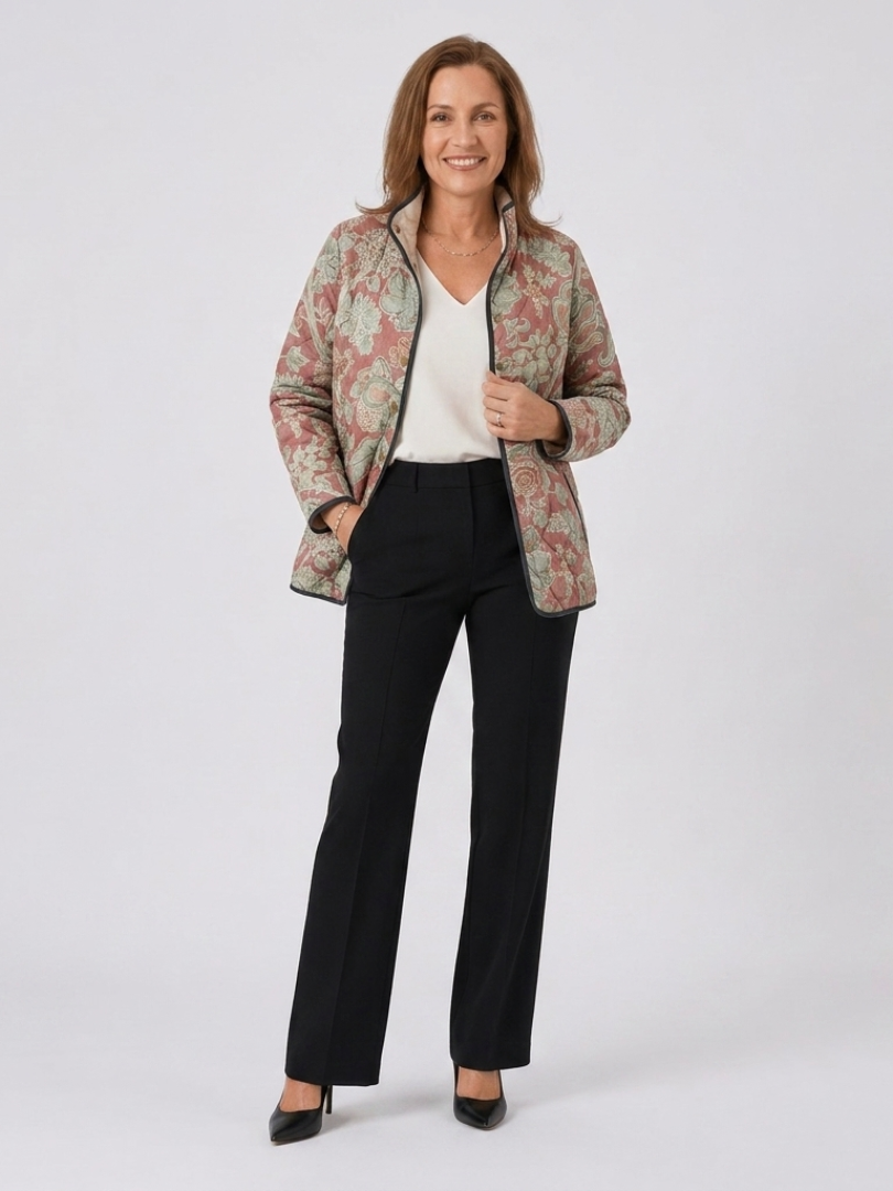 Chaqueta Acolchada de Damasco Terracota