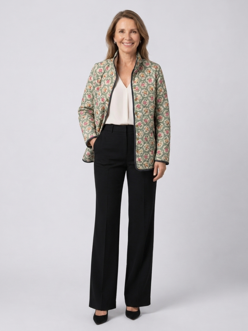 Chaqueta acolchada con tapicería floral