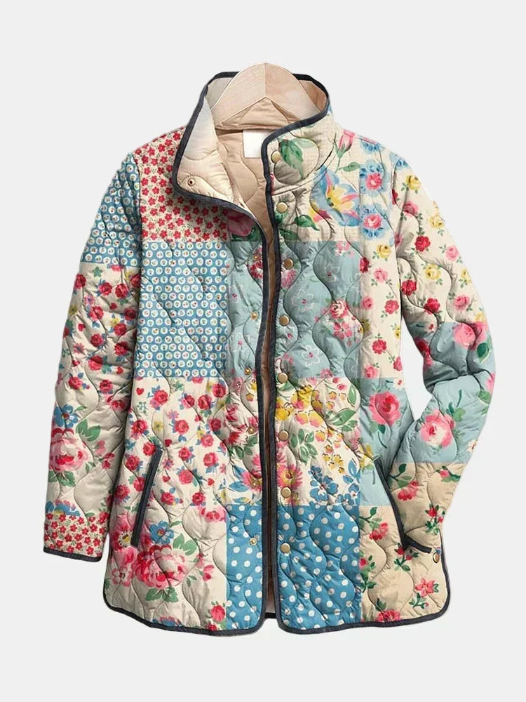 Chaqueta acolchada de patchwork floral