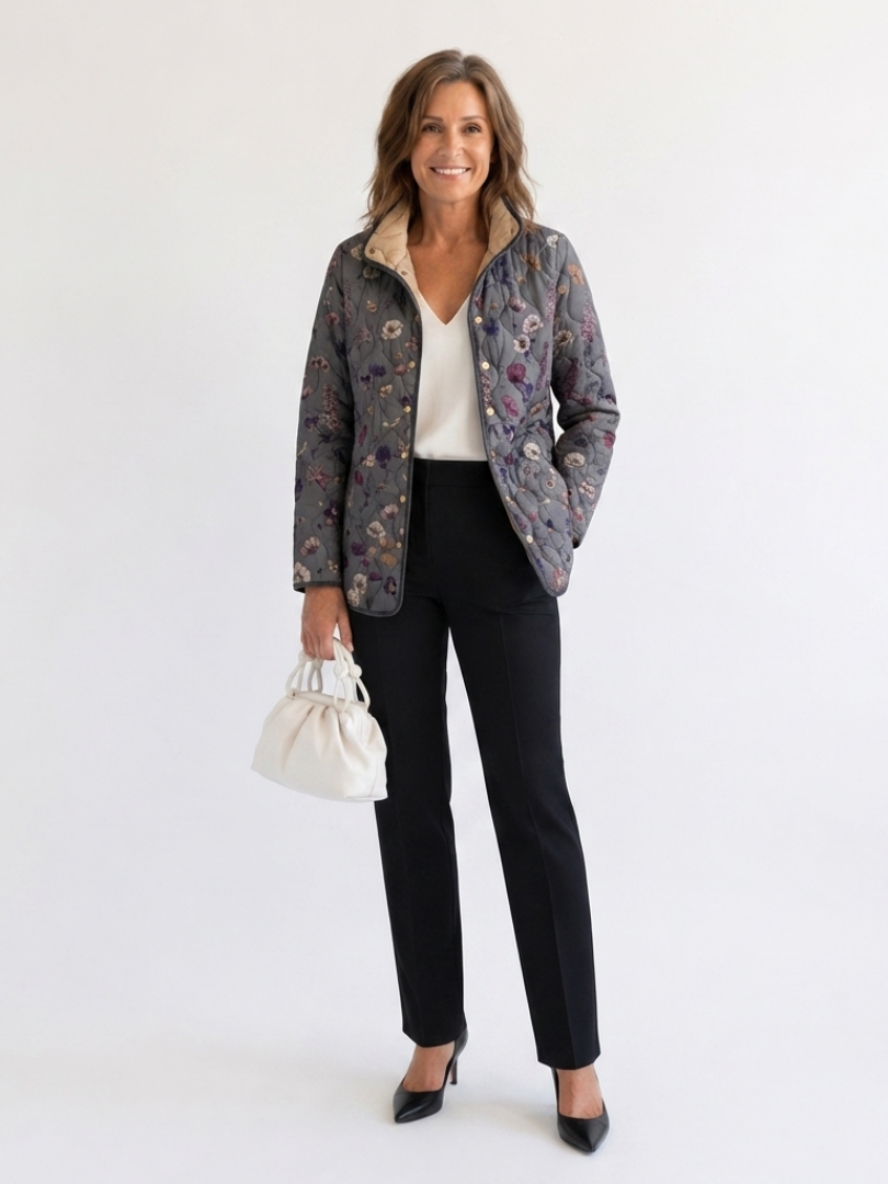 Chaqueta acolchada con flores secas