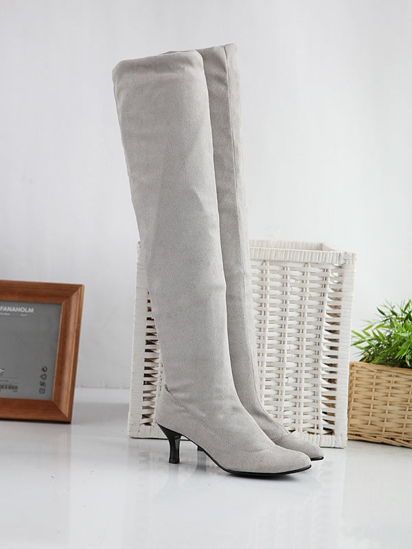 Botas Altas de Ante Color Liso