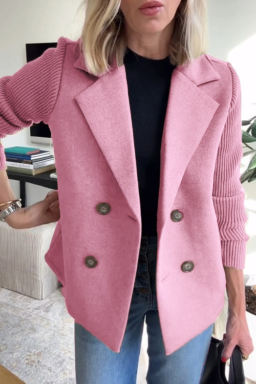Chaqueta casual con solapa y mangas de punto