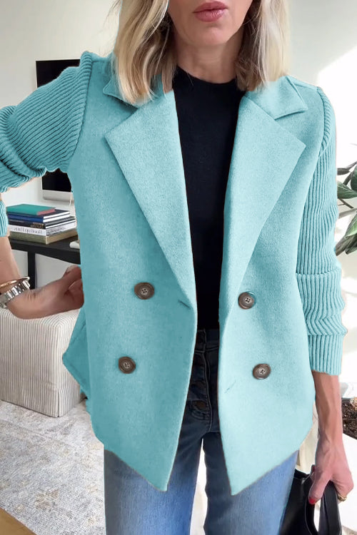 Chaqueta casual con solapa y mangas de punto