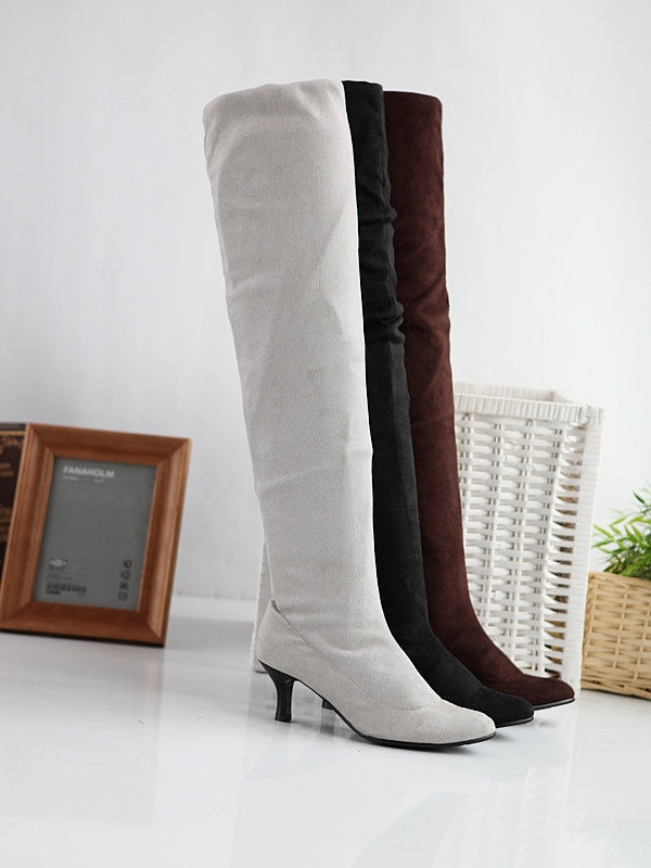 Botas Altas de Ante Color Liso