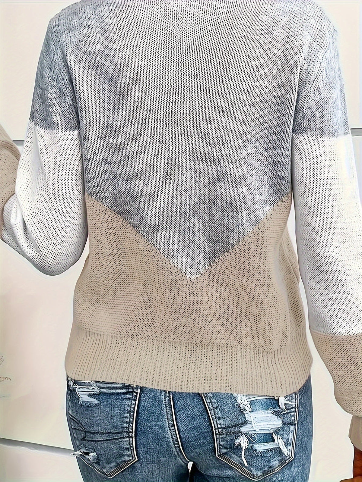 Arknelle - Jersey casual de manga larga con inserciones en contraste