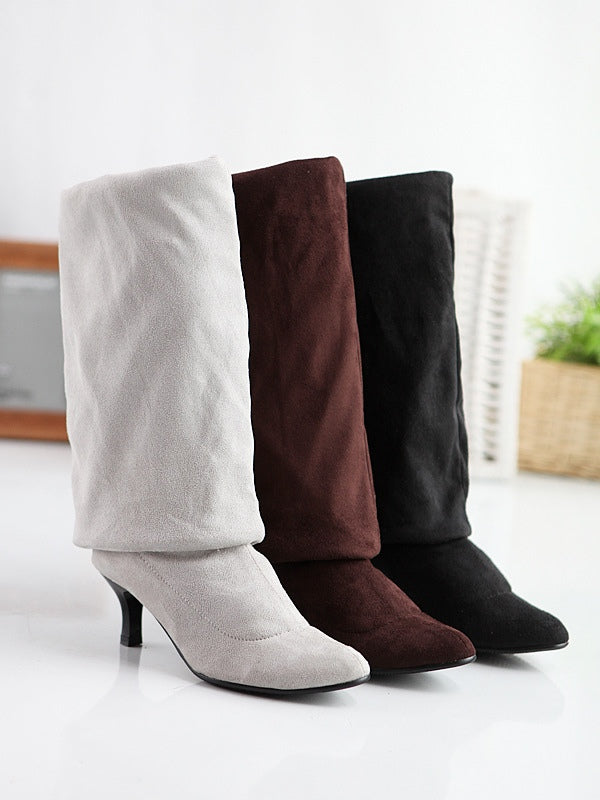 Botas Altas de Ante Color Liso