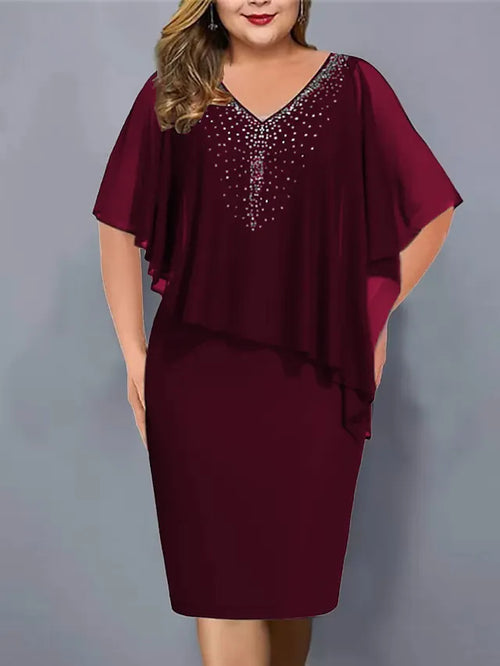 Amelie - Vestido de gasa con escote en V, adornado con pedrería
