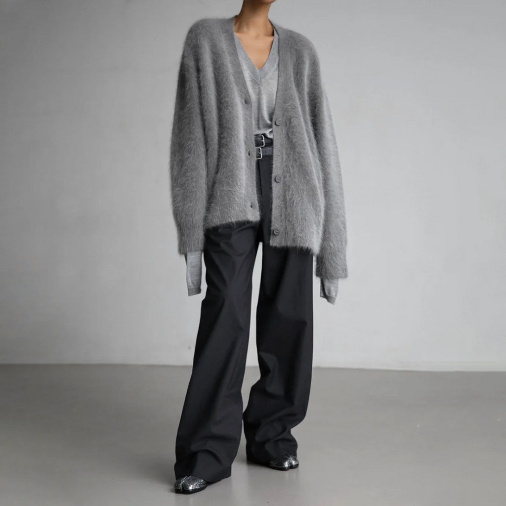 Cárdigan oversize cálido con efecto de piel de visón