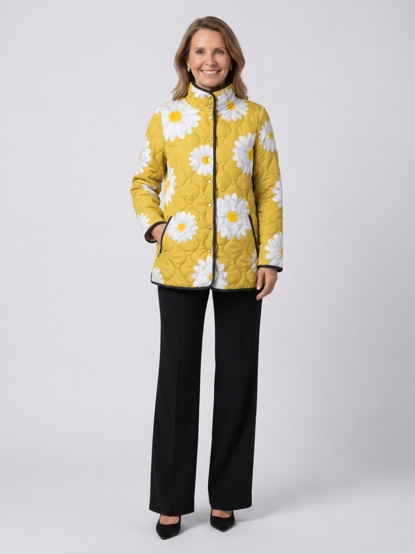 Chaqueta acolchada de margaritas