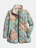 Chaqueta acolchada de rosas color celadón