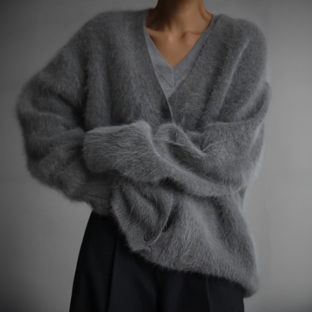 Cárdigan oversize cálido con efecto de piel de visón