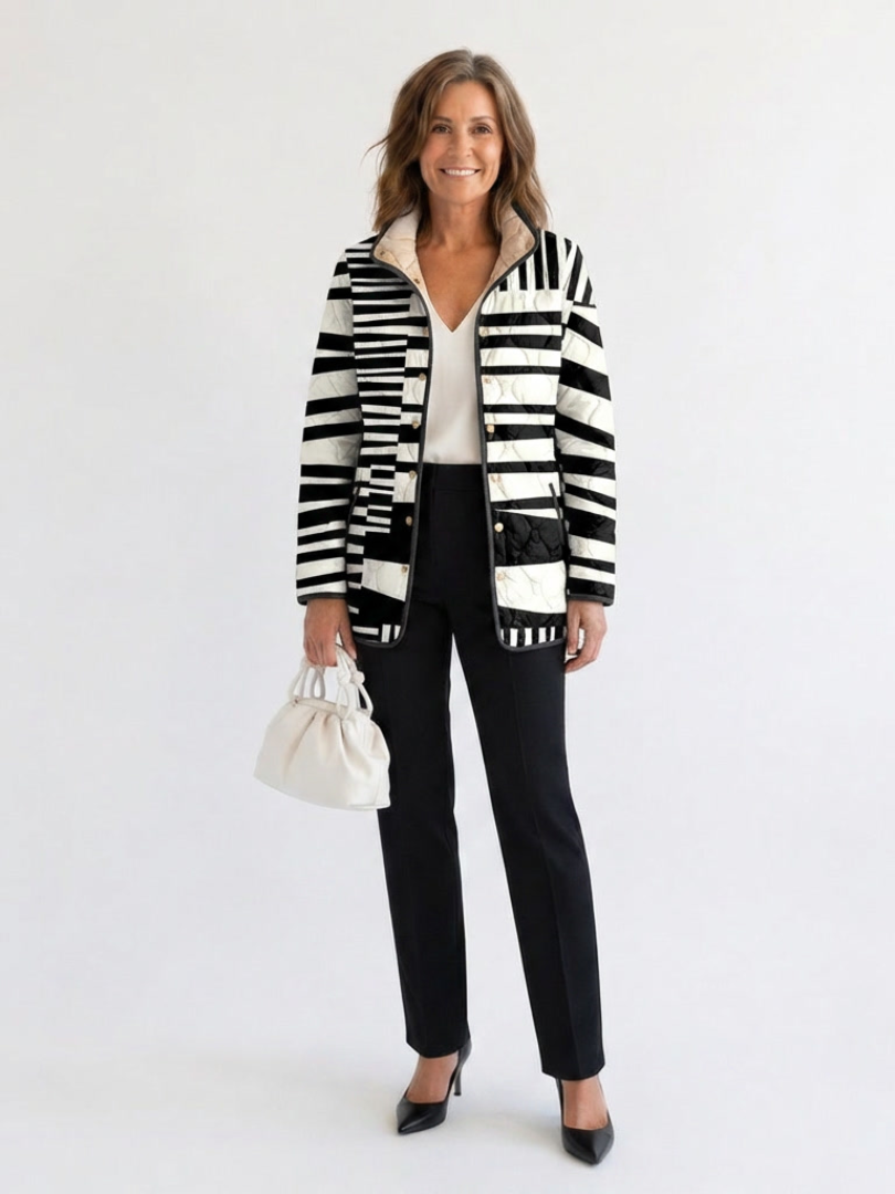 Chaqueta acolchada con rayas gráficas