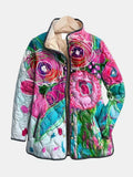 Chaqueta acolchada con estampado floral de acuarela