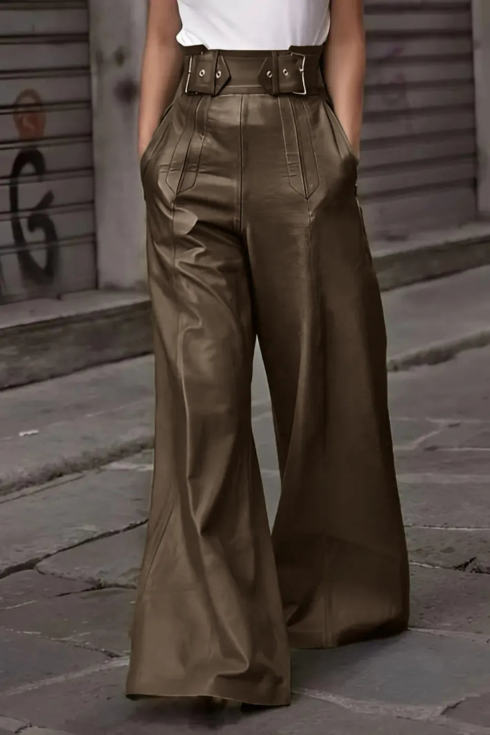 Pantalones de cintura alta y pierna ancha