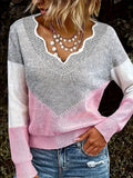Arknelle - Jersey casual de manga larga con inserciones en contraste