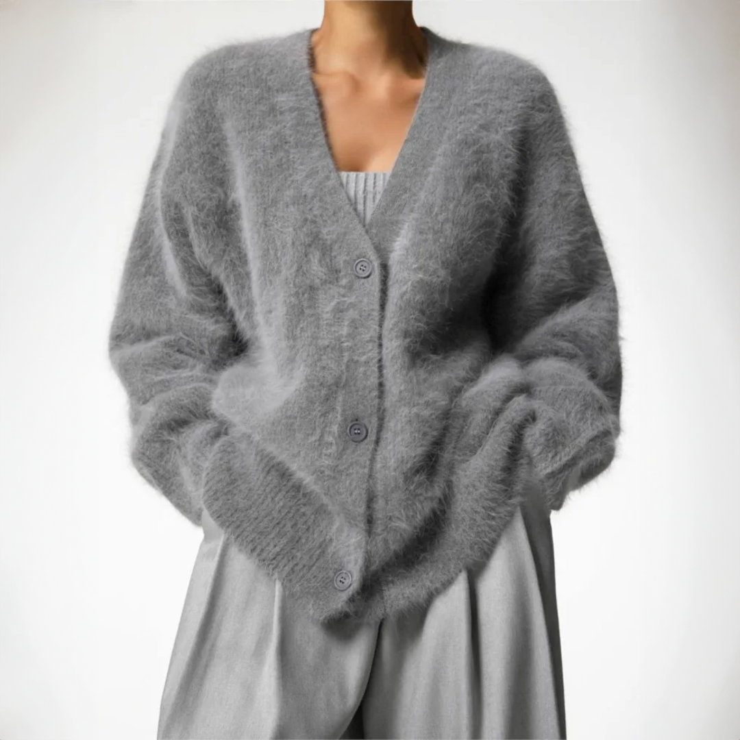 Cárdigan oversize cálido con efecto de piel de visón