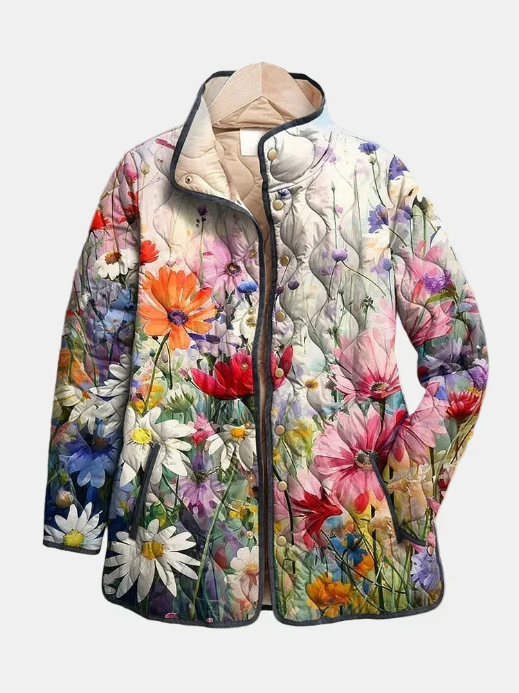 Chaqueta acolchada de flores silvestres